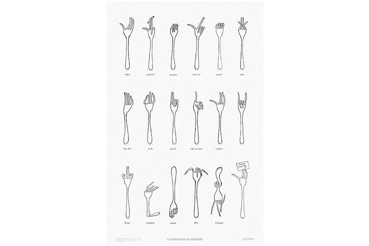 Le forchette di Munari . ポスター .Bruno Munari