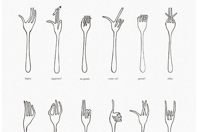 Le forchette di Munari . ポスター .Bruno Munari