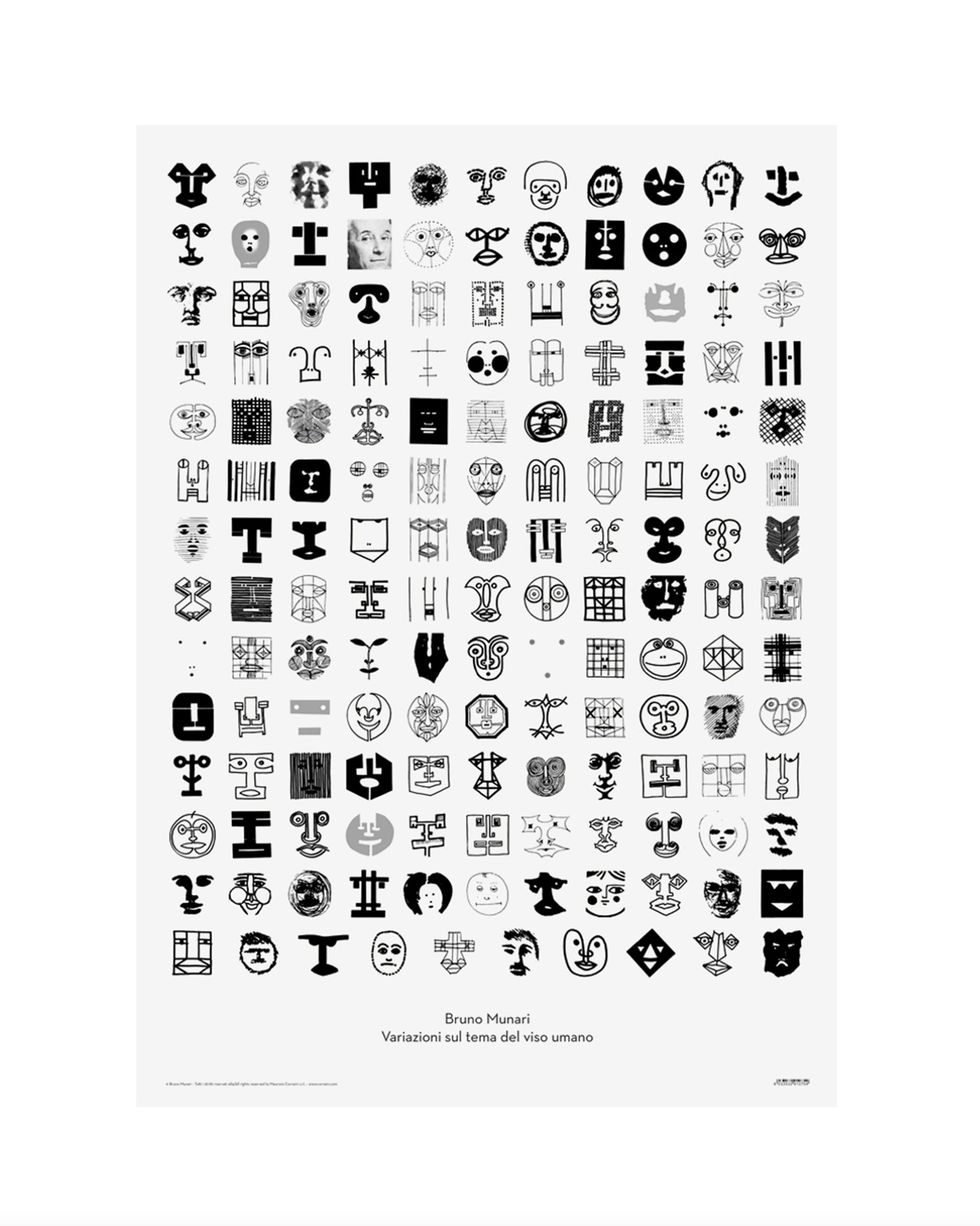 Variazioni sul tema del viso umano . ポスター . Bruno Munari