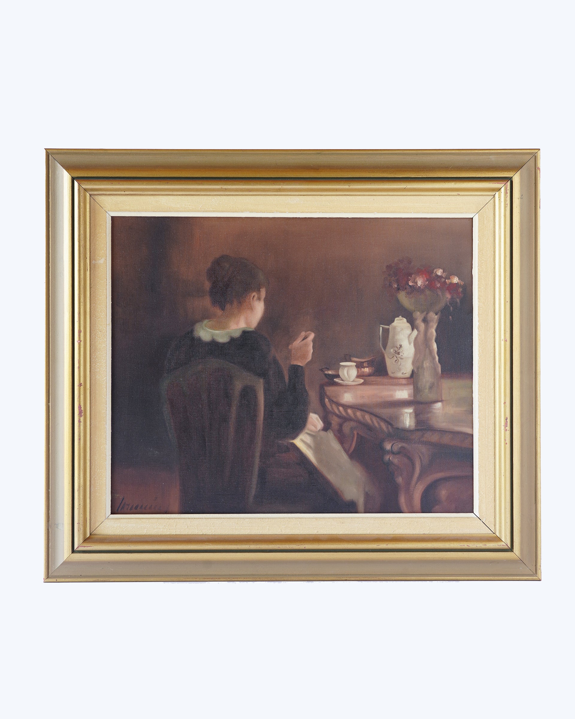 北欧の室内画 . Interior with Woman